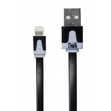 CABO FLAT PRETO LIGHTNING 8 PINOSxUSB 1m USB-LT1001 BK PLUS CABLE